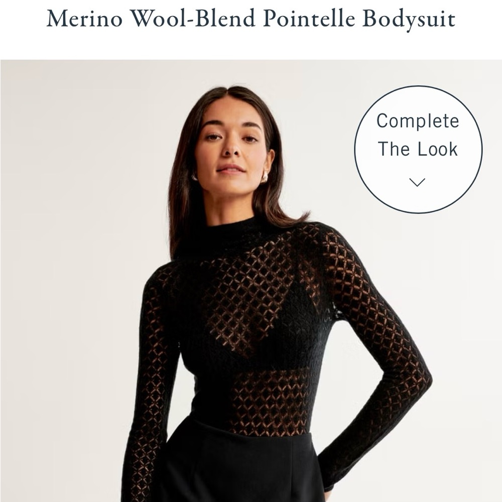 NEW Abercrombie Bodysuit - black wool blend pointelle bodysuit